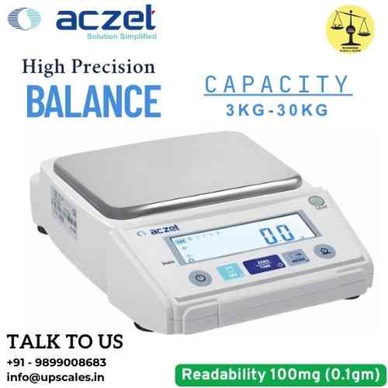 10kg/100mg High Precision Weighing Balance | Aczet High Precision Silver Weighing Balance Capacity 10kg (10000gm) and Accuracy 100mg (0.1gm)