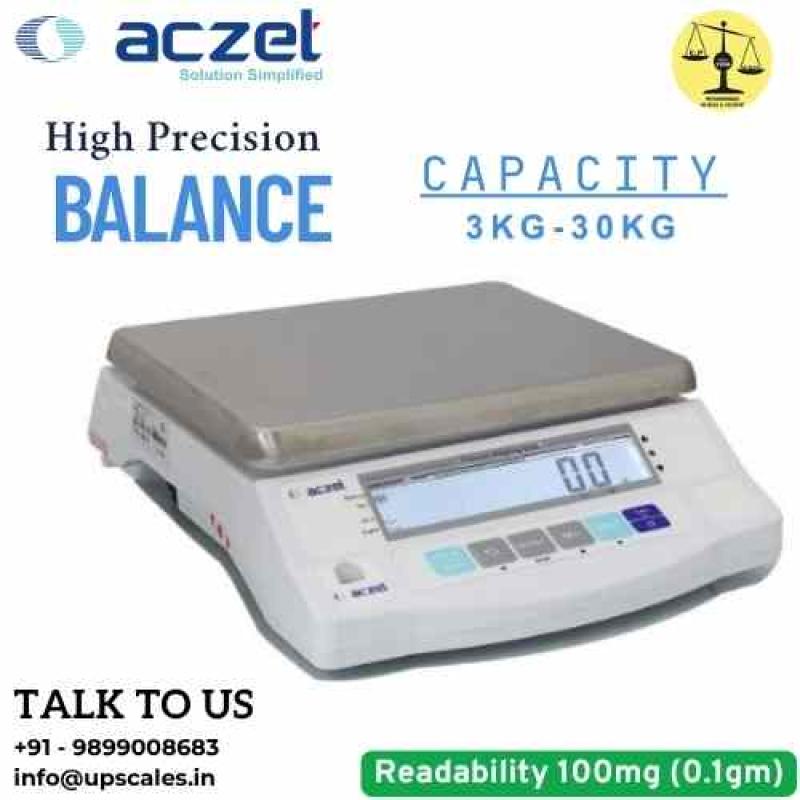 10kg/100mg High Precision Weighing Balance | Aczet High Precision Silver Weighing Balance Capacity 10kg (10000gm) and Accuracy 100mg (0.1gm)