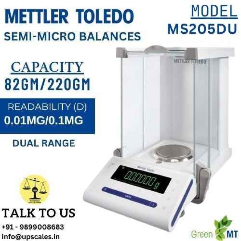 0.01mg/0.1mg Mettler Toledo Semi-Micro Balance MS205DU Dual Range | Laboratory Semi-Micro Balance Dual Range Capacity 82gm to 220gm and Readability 0.01mg to 0.1mg
