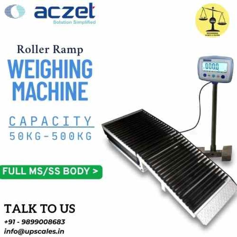 150kg/10gm Aczet Roller Ramp Weighing Machine | Platform Size 600x600mm Capacity 150kg and Accuracy 10gm