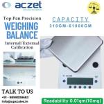 6100/0.01gm Top Pan Precision Weighing Balance | Aczet Precision Balance CY-C Series Internal/External Calibration Capacity 6100gm and Accuracy 0.01gm (10mg)